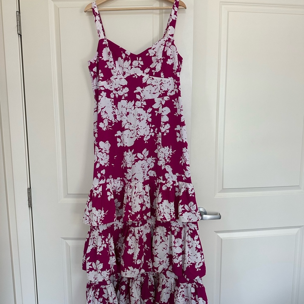 Abercrombie & Fitch Fuchsia and White Floral Maxi Dress